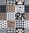 Checkered pattern of hearts, bones, dogs, paw prints, and "Dogs are my favorite people"